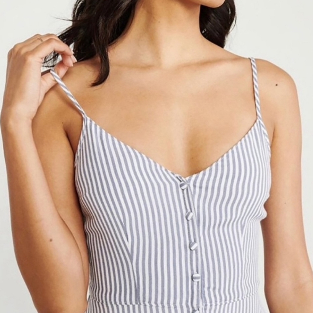Blue Stripe button front Abercrombie midi dress SOLD OUT! - Picture 3 of 7
